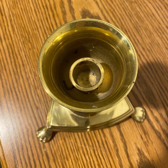 Vintage Brass Claw Footed Candleholder - Picture 4 of 13